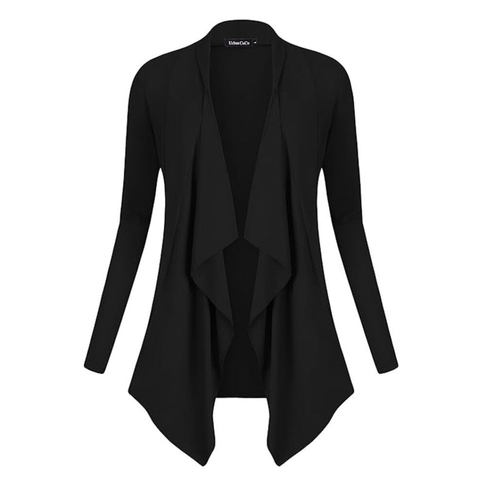 Urban CoCo Black Drape Front Open Cardigan Sweater Size Medium